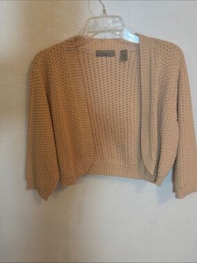 Open-Front Waffle Knit Cardigan Sweater - Camel
